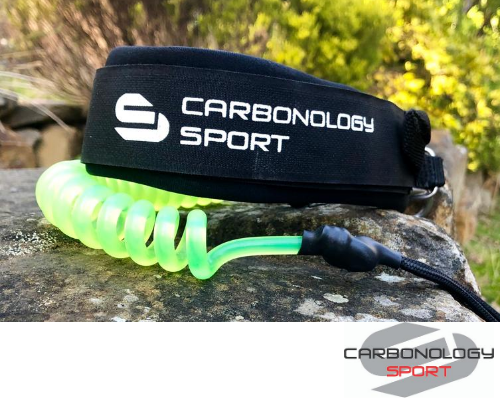 Carbonology Sport 2 Piece Leg Leash - Fluro Green - Next Level Kayaking - Hobart Tasmania Australia Paddling Coaching Shop