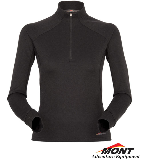 Mont Power Dry L/S Zip Polo Women - BLACK - Next Level Kayaking Coaching Paddle Shop Hobart Tasmania 