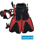 Oceanpro Esperance Mask Snorkel and Fin Set - Red / Black