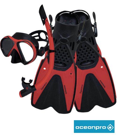 Oceanpro Esperance Mask Snorkel and Fin Set - Red / Black