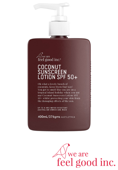 we are feel good inc Coconut Sunscreen Lotion SPF 50+ 400ml